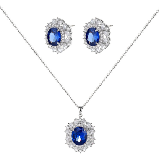 Royal Sapphire Halo Set