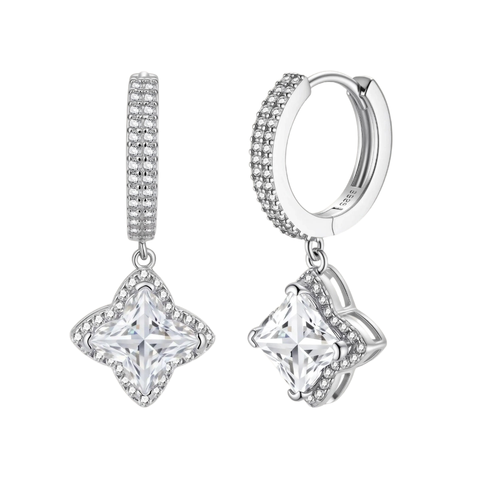 Diamond Dangle Moissanite Huggies