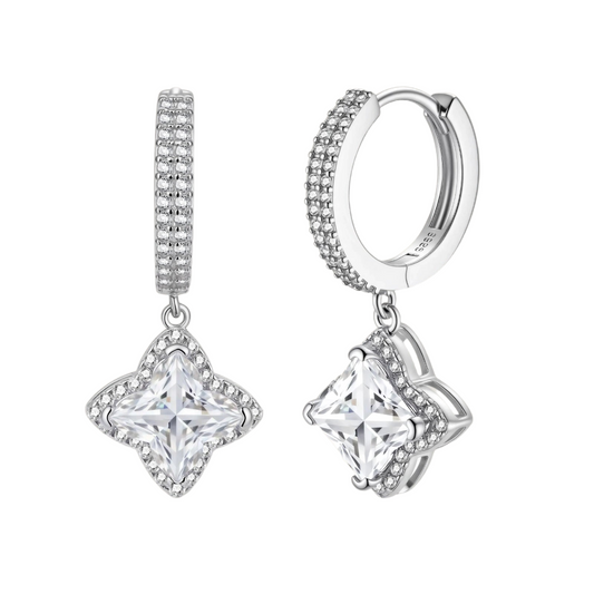 Diamond Dangle Moissanite Huggies