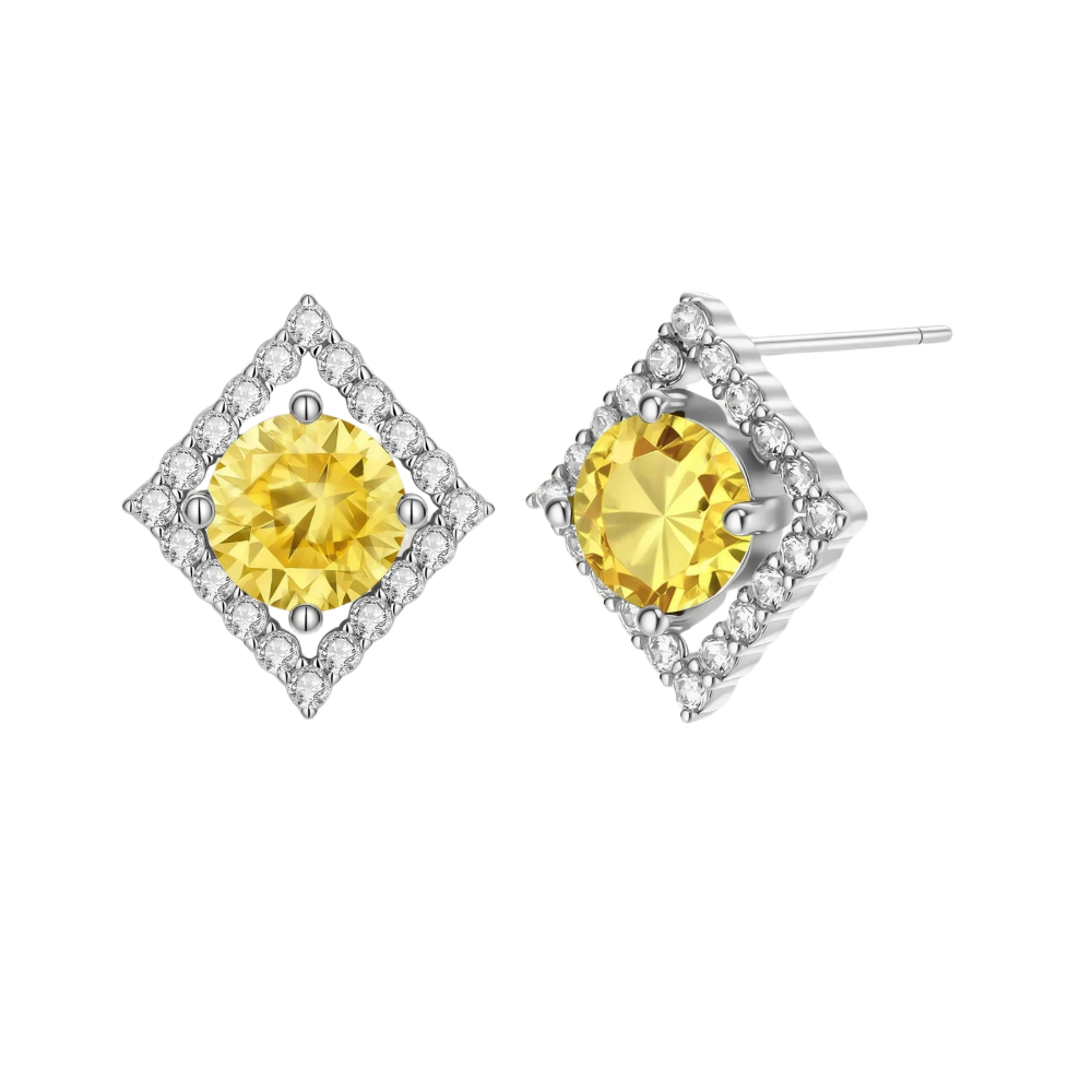 Golden Halo Moissanite Studs