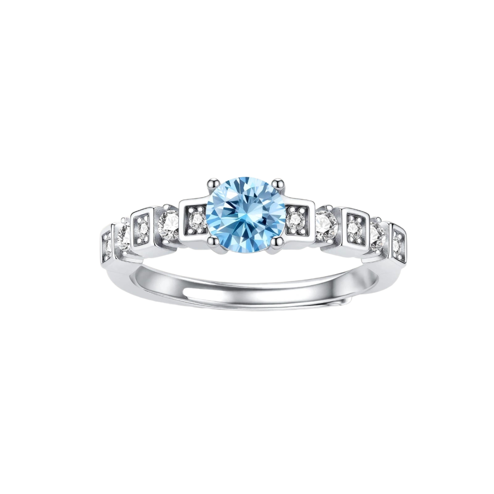 0.5 CT Round Blue Moissanite Station Ring