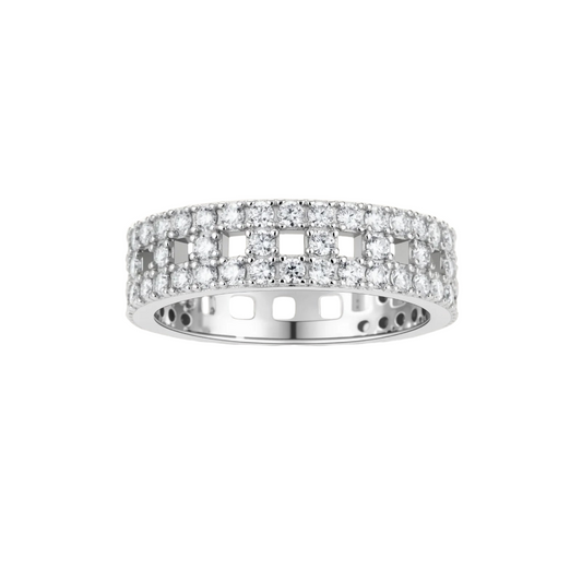 Three-Row Pavé Moissanite Band