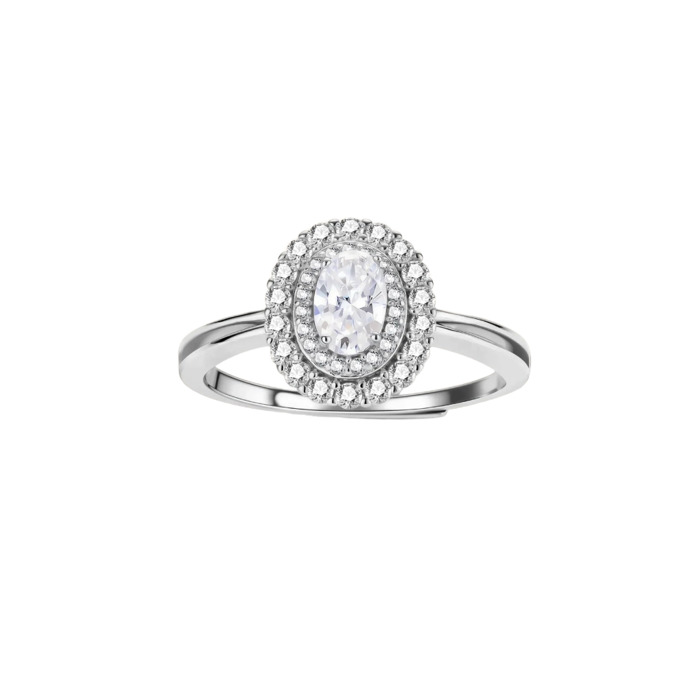 0.5 CT Oval Double Halo Moissanite Promise Ring