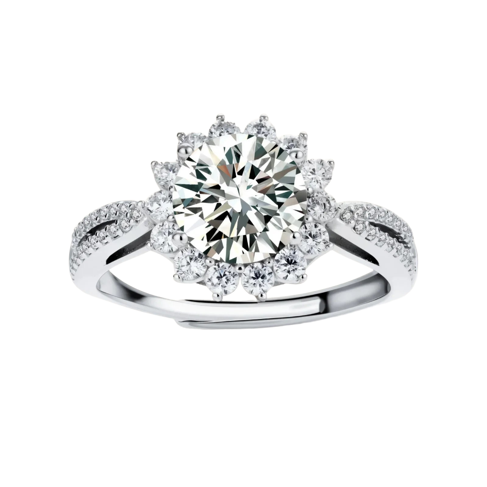 2 CT Round Halo Moissanite Ring