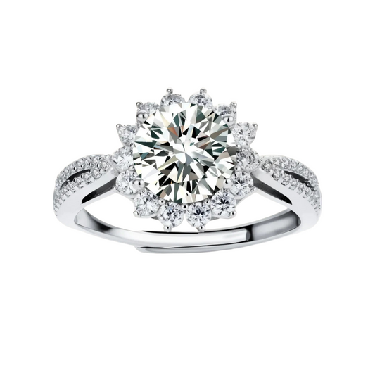 2 CT Round Halo Moissanite Ring