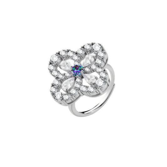 0.3 CT Pear Cut Flower Moissanite Ring