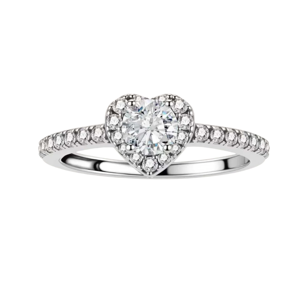 0.5 CT Round Heart Halo Moissanite Ring