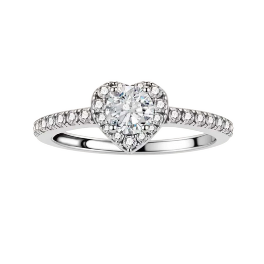 0.5 CT Round Heart Halo Moissanite Ring