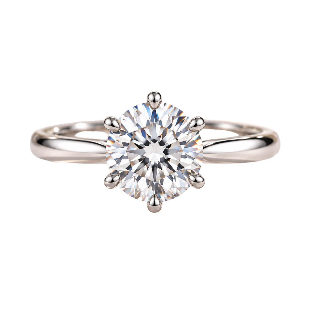 0.5–10 CT Round Solitaire Moissanite Ring