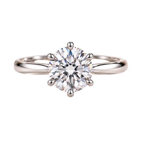 0.5–10 CT Round Solitaire Moissanite Ring