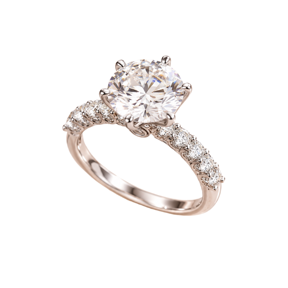 1–3 CT Round Solitaire Moissanite Engagement Ring