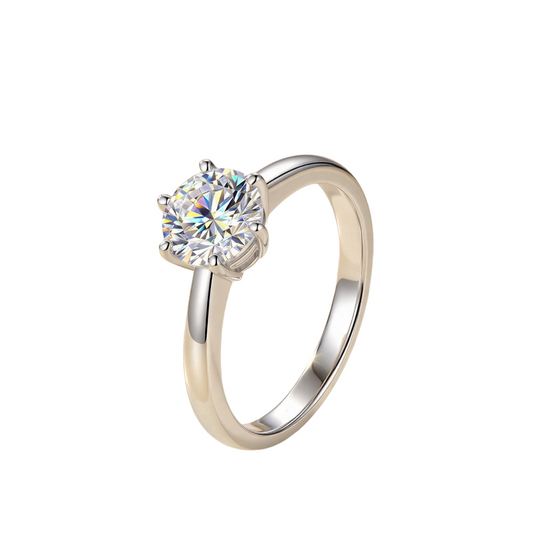 0.5–1 CT Round Solitaire Moissanite Ring
