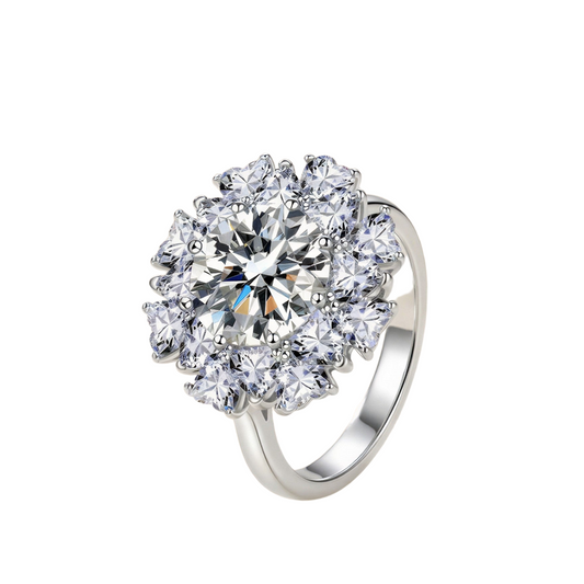 5 CT Round Flower Moissanite Cocktail Ring