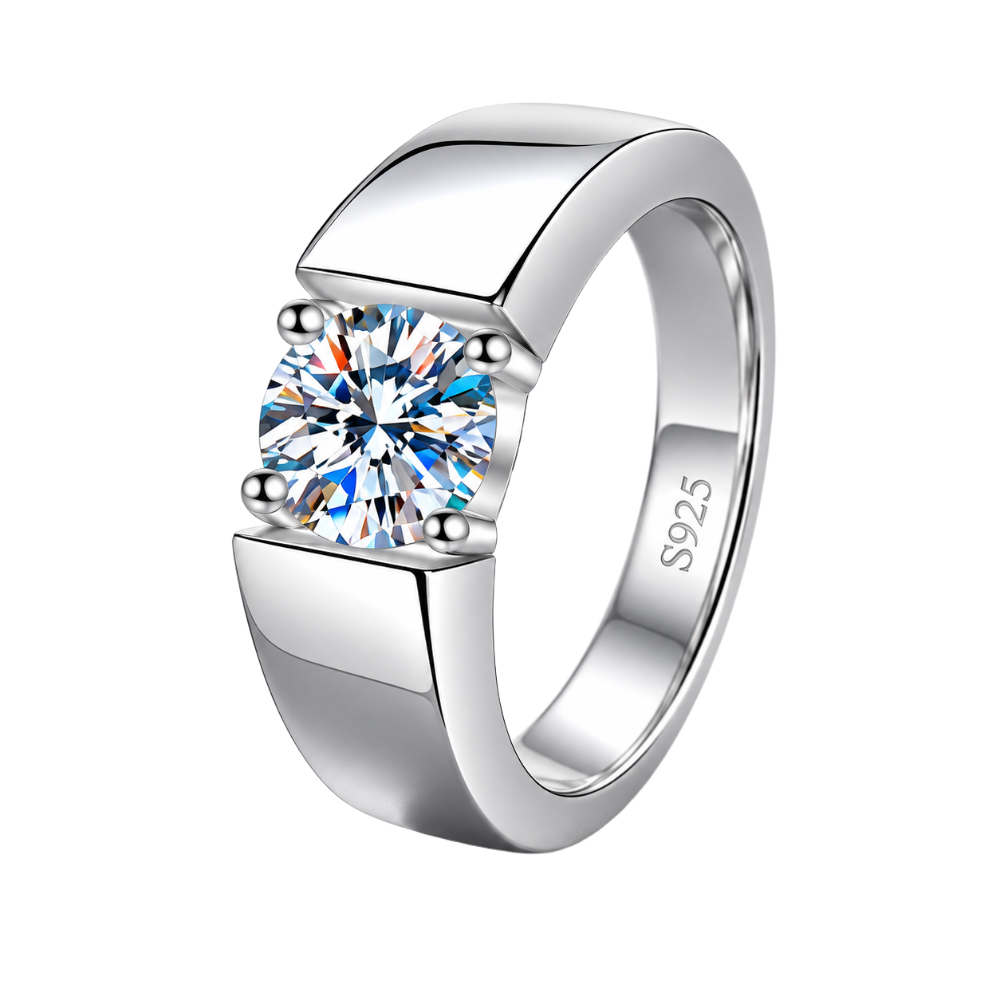 2 CT Men's Round Moissanite Ring